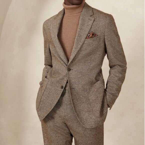 Banana Republic Other - Banana Republic Italian Tweed Brown Suit 2pcs Jacket 42R Pants 36R
